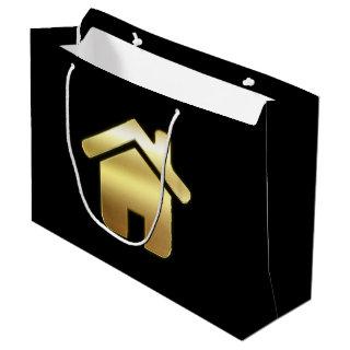 Elegant Gold House Symbol Real Estate Design Large Gift Bag