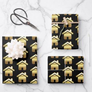 Elegant Gold House Symbol Real Estate Pattern  Sheets