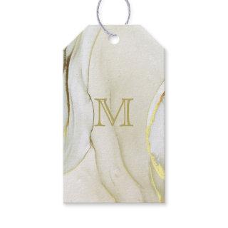 Elegant Gold Ink Abstract Pattern Monogram Gift Tags