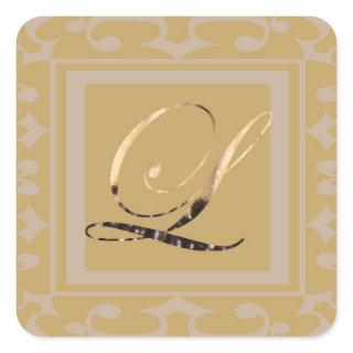 Elegant Gold Letter L Sophisticated Monogram Square Sticker