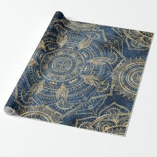 Elegant Gold Mandala Blue Whimsy Design