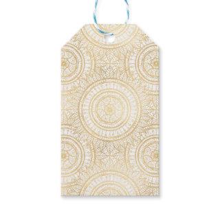 Elegant Gold Mandala Sunflower White Pattern Gift Tags