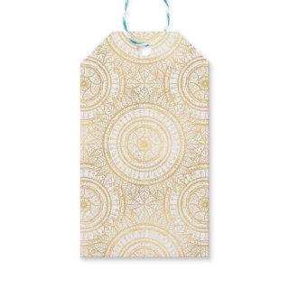 Elegant Gold Mandala Sunflower White Pattern Gift Tags