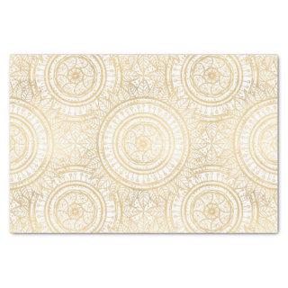 Elegant Gold Mandala Sunflower White Pattern Tissue Paper