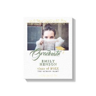 Elegant Gold Ornaments Graduate Graduation Photo Canvas Print