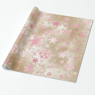 Elegant Gold & Pink Christmas Snowflake Pattern