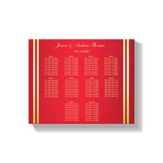 Elegant Gold & Red, Wedding Rings Seating Chart Canvas Print