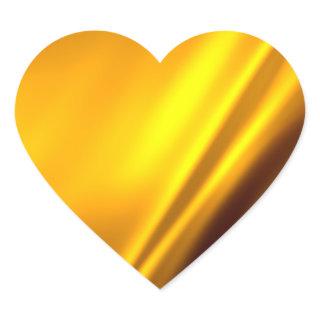 Elegant Gold Satin Faux Texture Look Heart Sticker