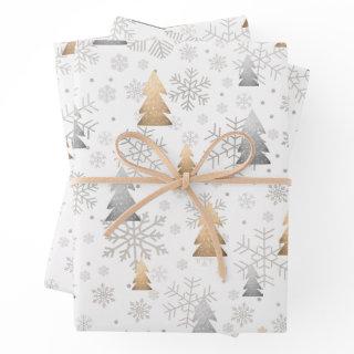 Elegant Gold & Silver Christmas Tree Snowflake  Sheets