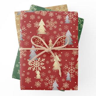 Elegant Gold & Silver Christmas Tree Snowflakes  Sheets
