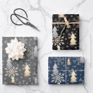 Elegant Gold & Silver Christmas Tree Snowflakes   Sheets