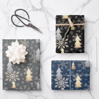 Elegant Gold & Silver Christmas Tree Snowflakes   Sheets