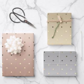 Elegant gold silver & rose gold polka dots   sheets