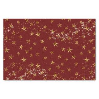 Elegant Gold Snowflake Christmas Twinkle Stars Red Tissue Paper