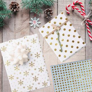 Elegant Gold Snowflakes, Polka dots and Squares  Sheets