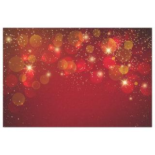 Elegant Gold Sparkles and Bokeh on Red Holiday Tissue Paper