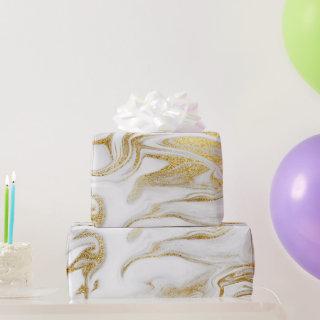 Elegant Gold White Faux Marble Christmas