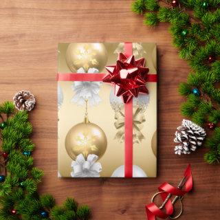 Elegant Gold White Metallic Christmas Ornaments