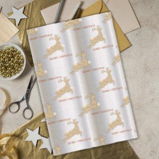 Elegant Golden Reindeer Luxe Christmas Tissue Paper