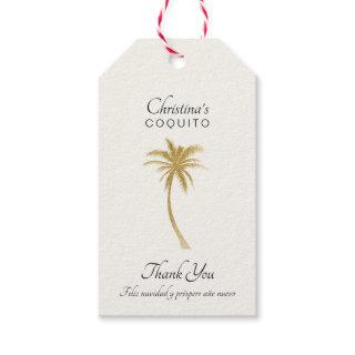 Elegant Goldtone Palm Tree Coquito Thank You Gift Tags