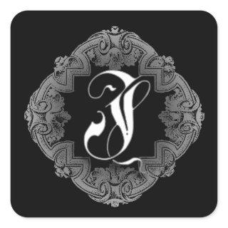 Elegant Goth Initial J Square Sticker