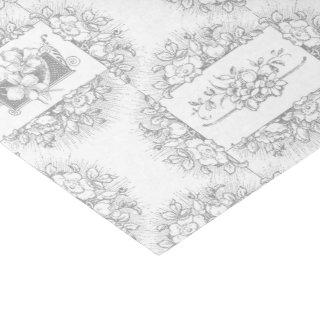 Elegant Gray and White Engraved Floral Tissue Paper