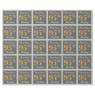 Elegant, Gray, Faux Gold 95th Birthday + Name