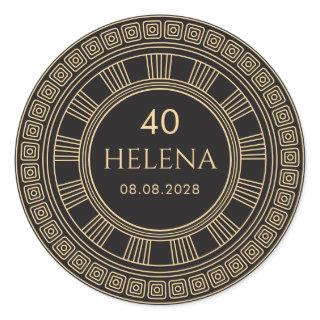 Elegant Greek or Roman birthday with custom colors Classic Round Sticker