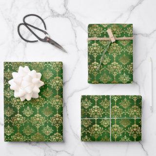Elegant green and gold foil vintage damask pattern  sheets