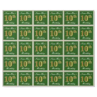 Elegant, Green, Faux Gold 10th Birthday + Name