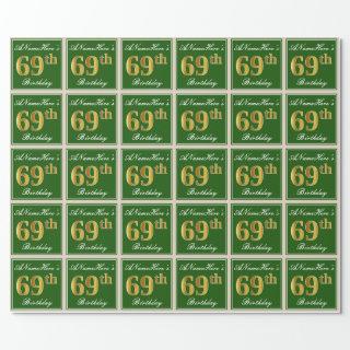 Elegant, Green, Faux Gold 69th Birthday + Name