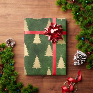 Elegant green & gold Christmas tree pattern