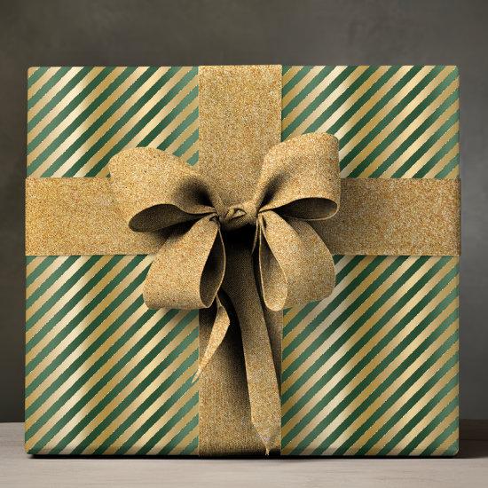 Elegant Green Gold Luxury Stripe Pattern