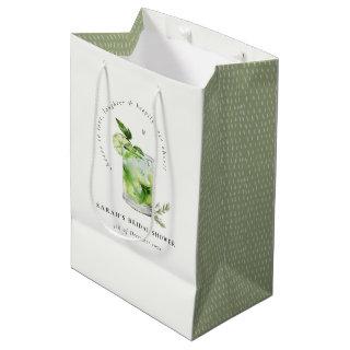 Elegant Green Margarita Cocktail Bridal Shower Medium Gift Bag