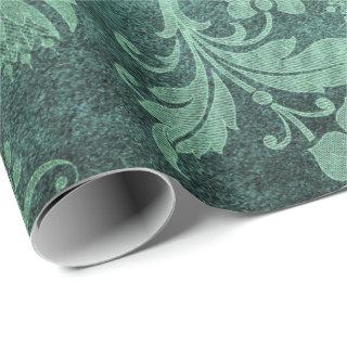 Elegant green royal damask floral pattern