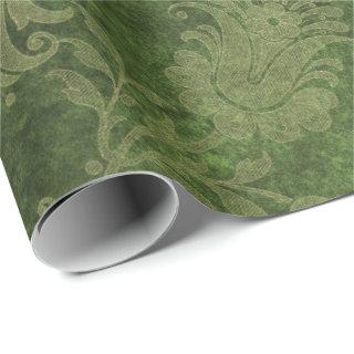 Elegant green royal damask floral pattern