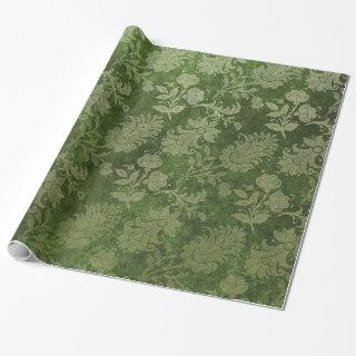 Elegant green royal damask floral pattern