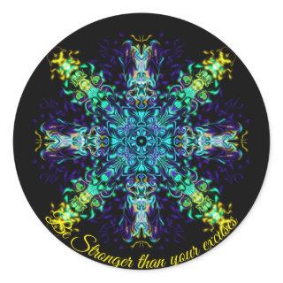 Elegant green teal boho retro abstract design classic round sticker