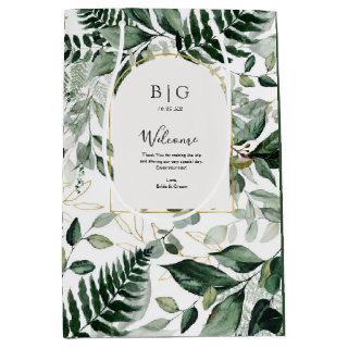 Elegant Greenery Botanical Wedding guest hotel Medium Gift Bag