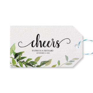 Elegant Greenery  Cheers Wine Bottle Tags