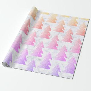 Elegant Holographic Marble Christmas Tree Pattern