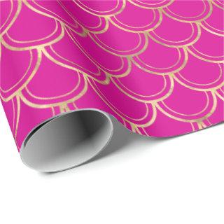Elegant Hot Pink Gold Scallop Pattern