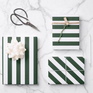 Elegant Hunter Green and White Striped Pattern  Sheets
