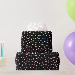 Elegant Iridescent Glitter Dots Black Design