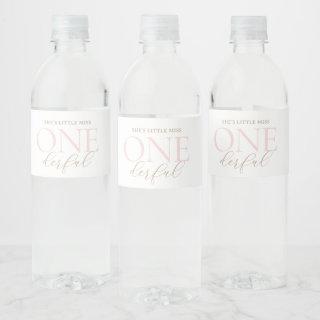 Elegant Little Miss Onederful 1st Birthday Water Bottle Label