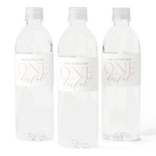 Elegant Little Miss Onederful 1st Birthday Water Bottle Label