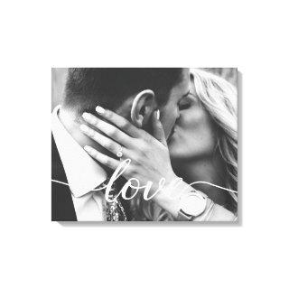 Elegant Love Script Typography Wedding Photo Canvas Print