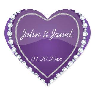 Elegant Love Shiny Purple Heart Heart Sticker