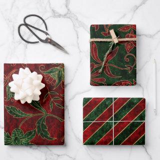 Elegant Luxury Vintage Red Green Christmas Velvet   Sheets