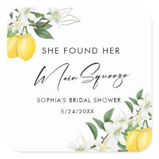 Elegant Main Squeeze Bridal Shower Favors Square Sticker